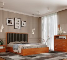 Ліжко дерев'яне з м'якою вставкою ArborDrev Глорія Сосна / Бук