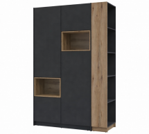 Шафа Дорос Дейл двохдверна з нішею та етажеркою Антрацит/Дуб Евок 144 см