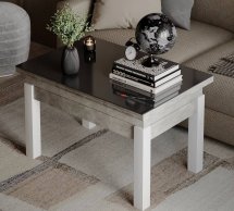 Стол-трансформер B-Fly Glass Art In Head Ателье светлый/Белые ноги/Графитовое стекло