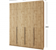 Шкаф Mebelstar Оскар четырехдверный с антресолью Дуб тахо 200 см