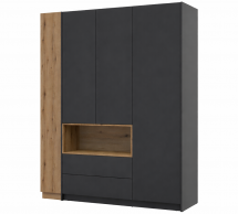 Шафа Дорос Дейл трьохдверна з нішею та етажеркою Антрацит/Дуб Евок 178 см