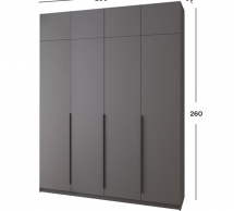 Шкаф Mebelstar Оскар четырехдверный с антресолью Антрацит 200 см