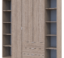 Шкаф Дорос Гелар дуб сонома с 2 Этажерками 3-х дверный 192,6 см