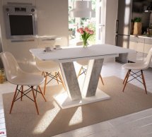 Стіл Torino White / Торіно Аляска Інтарсіо Біла аляска РЕ/Індастріал Розкладний 140/180 см