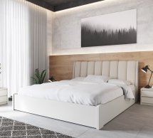 Кровать деревянная Лев Токио 50 с подьемным механизмом и нишей для белья массив Бук Белый