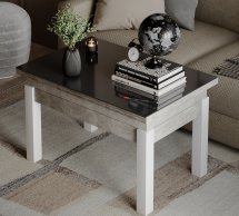 Стіл-трансформер B-Fly Glass Ательє світлий/Білі ноги/Графітове скло