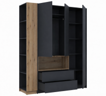 Шафа Дорос Дейл трьохдверна з нішею та етажеркою Антрацит/Дуб Евок 178 см