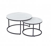 Журнальный столик FLORIDA A Интарсио белый глянец эф.мрамора/черный 80 см