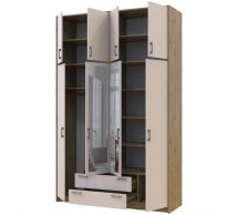 Шкаф для одежды Дорос Ронди кашемир с высокой антресолей и зеркалом 4-дверный 160 см