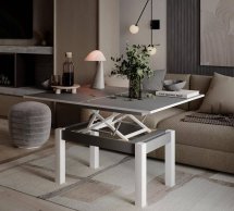 Стол-трансформер B-Fly Glass Art In Head Графит/Белые ноги/Белое стекло