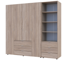 Шкаф для одежды Дорос Гелар дуб сонома 4 дверный с пеналом 215 см