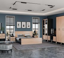 Модульная спальня Foks/Фокс Киевский Стандарт Антрацит/Дуб Сонома