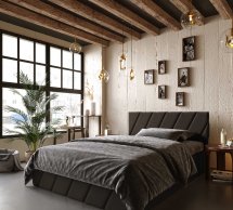 Кровать мягкая двуспальная Виорина Деко Палермо с подъемным механизмом и нишей для белья