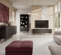 Модульна вітальня Lante Чорний/Чорні ніжки