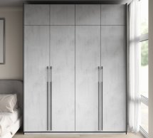 Шкаф Морели R-0019 Рамо 4 дверный бетон со штангой и полками 197 см