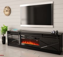 Тумба под ТВ Granero/Гранеро RTV200 Чёрный/Чёрный глянец Cama Ширина 200 см