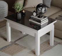 Стол-трансформер B-Fly Glass Белый бриллиант/Белые ноги/Графитовое стекло