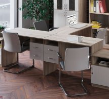 Стол письменный офисный №2 Киевський Стандарт Дуб Сонома Дуб Аппалаччи / Антрацит