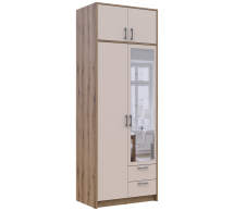 Шкаф для одежды Дорос Ронди кашемир с зеркалом и антресолей 2 дверный 82 см
