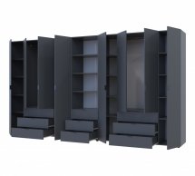 Шкаф для одежды Дорос Гелар графит 8 дверной с пеналом 370 см