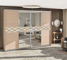 Шкаф-купе с зеркалом Комфорт мебель Модель-2 дуб золотой 4 дверный 400 см