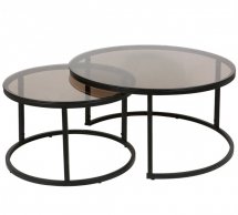 Журнальный столик FLORIDA C Интарсио серое стекло/черный 80 см