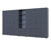 Шкаф для одежды Дорос Гелар графит 8 дверной с пеналом 370 см