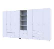 Шкаф для одежды Дорос Гелар белый 8 дверной с пеналом 370 см