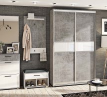 Модульная прихожая Комфорт Мебель ВТ-4071 Вендо Бетон / Белый глянец