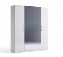 Шкаф 4дв с зеркалом Миромарк Фемели 4 дверный белый глянец 180 см