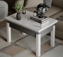 Стол-трансформер B-Fly Glass Графит/Белые ноги/Белое стекло