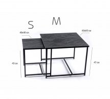 Комплект столиков Квадро S + М угольный камень 