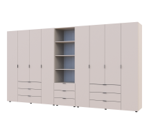 Шкаф для одежды Дорос Гелар кашемир 8 дверной с пеналом 370 см