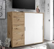Комод Кейс 2дв 5ящ Дуб артизан / Белый Миромарк
