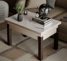 Стол-трансформер B-Fly Glass Гикори рокфорд светлый/Венге ноги/Белое стекло