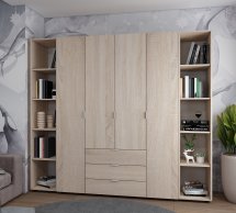Шкаф Дорос Гелар дуб сонома с 2 Этажерками 4-х дверный 231,4 см