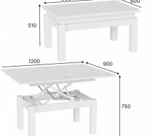 Стіл-трансформер B-Fly Glass Art In Head Дуб експресів пісочний/Венге ноги/Біле скло