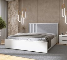 Кровать деревянная DrevKO Лаундж 3 с подьемным механизмом и нишей для белья Эмаль Массив Бук