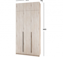 Шкаф Mebelstar Оскар трехдверный с антресолью и ящиками Аляска серая 120 см