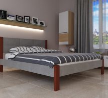 Кровать двуспальная деревянная с мягкими вставками ЧДК Элегант Комби Щит Ольха