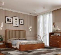 Ліжко дерев'яне з м'якою вставкою ArborDrev Глорія Сосна / Бук