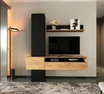 Стенка Венде Дуб крафт золотой / Черный