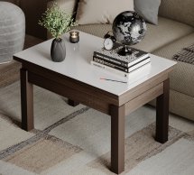 Стол-трансформер B-Fly Glass Дуб винтаж оксид/Венге ноги/Бежевое стекло