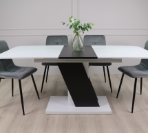 Стіл розкладний Carvelo Інтарасіо Біла Аляска/Чорний Уніколор 140/180 см