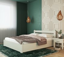 Кровать деревянная Лев Лира с подьемным механизмом и нишей для белья массив Бук Белый