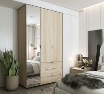 Шкаф для одежды Дорос Гелар дуб сонома 2-х дверный/Зеркало 116,5 см