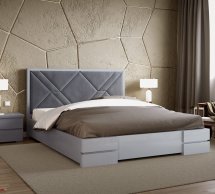 Ліжко дерев'яне з м'якою вставкою ArborDrev Лоренс з підйомним механізмом та нішею для білизни Сосна / Бук