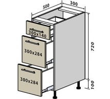 №8 Тумба нижняя ящики 30 Люкс RODOS