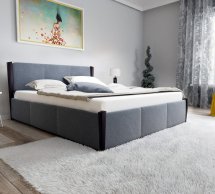 Ліжко двоспальне дерев'яне з м'якою вставкою з підйомним механізмом і нішею для білизни ЧДК Сеул масив Вільха 