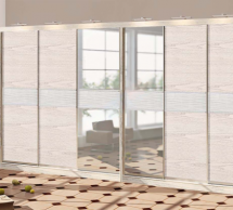 Шафа-купе з дзеркалом Комфорт меблі Модель-2 дуб білений 6 дверна 540 см